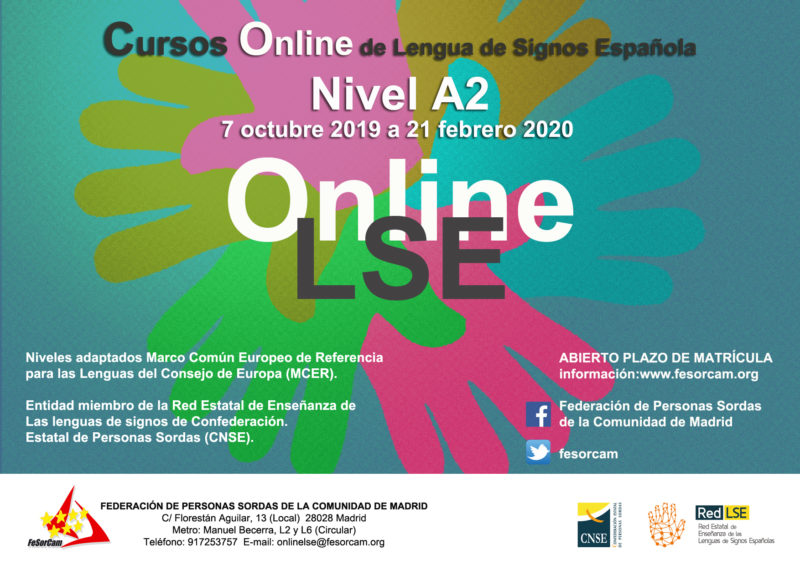 cartel del curso ONLINE de Lengua de Signos Española A2